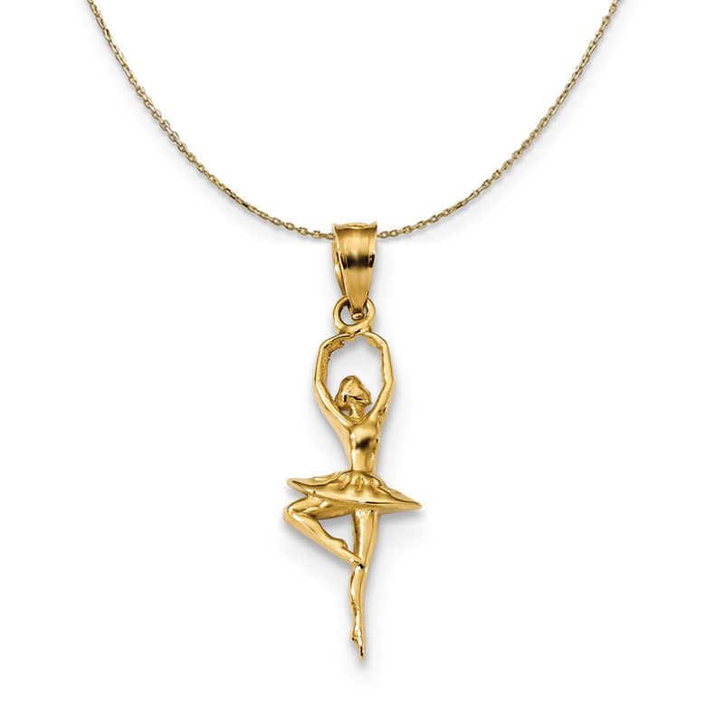 14k Yellow Gold Pointe Ballerina (27mm) Necklace - 24 Inch